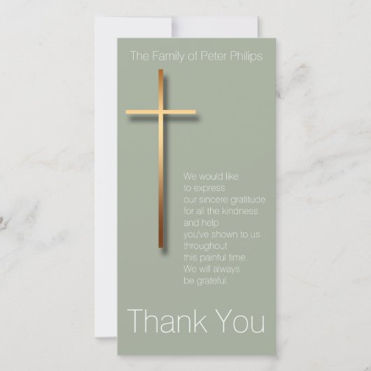 Goldenes QuerBeileid danken Ihnen wählen Farbe 2 Dankeskarte (Vorderseite)