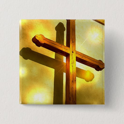 Goldenes queres quadratisches Button (Vorderseite)