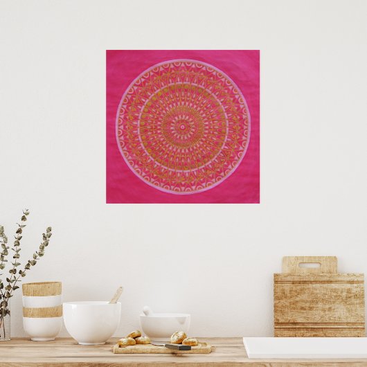 Goldenes Rad Mandala Poster (Küche)