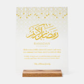 Goldenes Ramadan Kareem Acryl-Schild mit arabische Acrylschild (Vorderseite)