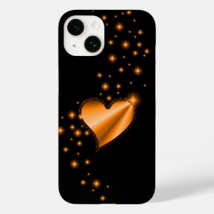 Goldenes Regenbogenherz mit Sternen auf schwarz Case-Mate iPhone Hülle