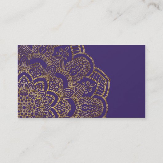 Goldenes Reiki heilendes Symbol auf Lila im Lotos Visitenkarte (Rückseite)