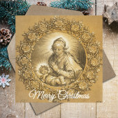 Goldenes religiöses Christliches Foto Weihnachten