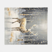 Goldenes Rentier-Feierabend-Fleece-Decke Fleecedecke (Vorderseite (Horizontal))