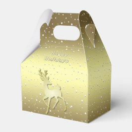 Goldenes Rentier Schnee-Feiertags-Geschenkbox Geschenkschachtel