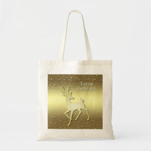 Goldenes Rentier Schneebedeckte Feiertags-Tasche Tragetasche