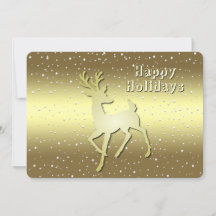 Goldenes Rentier Schneebedeckte Weihnachtskarte
