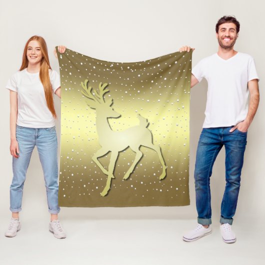 Goldenes Rentier Schneefleece-Decke Fleecedecke (Beispiel)