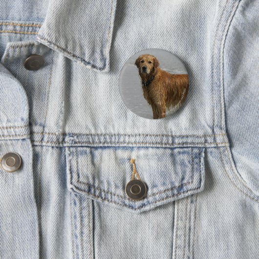 Goldenes Retreiver im Meer Button (Beispiel)