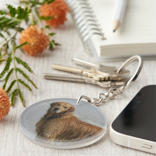 Goldenes Retreiver im Meer Schlüsselanhänger (Vorderseite rechts)