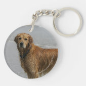 Goldenes Retreiver im Meer Schlüsselanhänger (Rückseite)