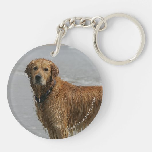 Goldenes Retreiver im Meer Schlüsselanhänger (Rückseite)