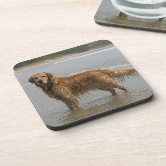 Goldenes Retreiver im Meer Untersetzer (Linke Seite)