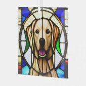 Goldenes Retriever "gesteinigtes Glas" Ornament Aus Glas (Vorderseite links)