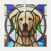 Goldenes Retriever "gesteinigtes Glas" Ornament Aus Glas (Vorderseite)
