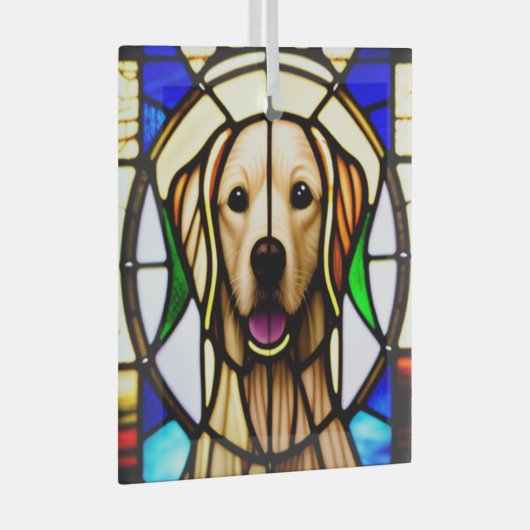 Goldenes Retriever "gesteinigtes Glas" Ornament Aus Glas (Vorderseite Rechts)
