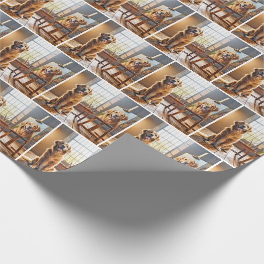Goldenes Retriever Portrait Auf Leinwand Geschenkpapier (Ecke)