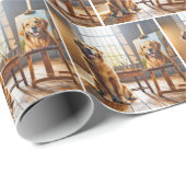 Goldenes Retriever Portrait Auf Leinwand Geschenkpapier (Rolleneckpunkt)