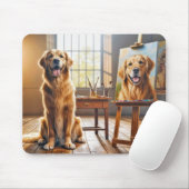 Goldenes Retriever Portrait Auf Leinwand Mousepad (Mit Mouse)
