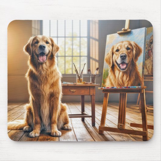 Goldenes Retriever Portrait Auf Leinwand Mousepad (Vorne)