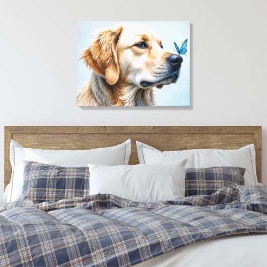 Goldenes Retriever Portrait mit Schmetterling Leinwanddruck (Insitu (Schlafzimmer))