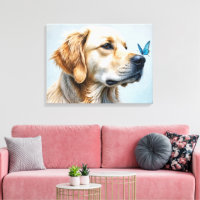 Goldenes Retriever Portrait mit Schmetterling