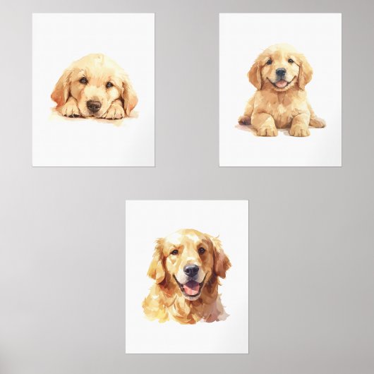 Goldenes Retriever Poster, Goldene Retriever Kunst Bilderwand Sets (Vorderseite)