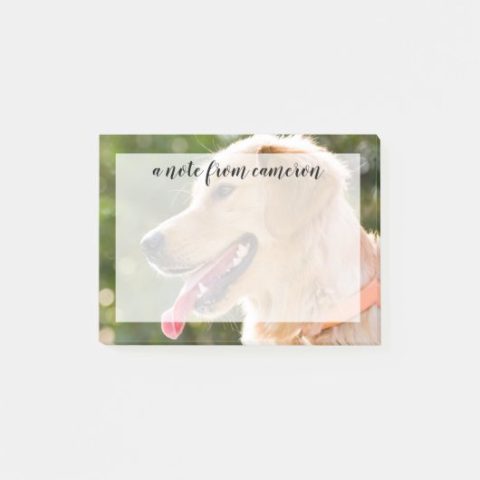 Goldenes Retriever-Profil mit Zunge-Out Post-it Klebezettel (Vorderseite)