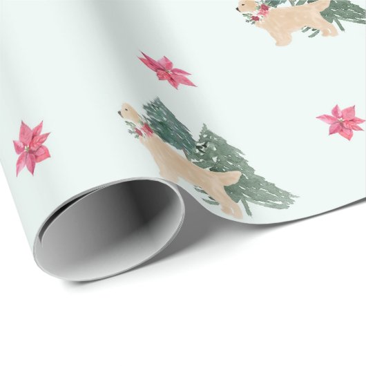 Goldenes Retriever-Umschlagpapier Geschenkpapier (Rolleneckpunkt)