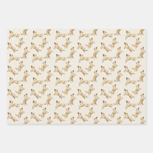 Goldenes Retriever-Umschlagpapier Geschenkpapier Set (Vorderseite 2)