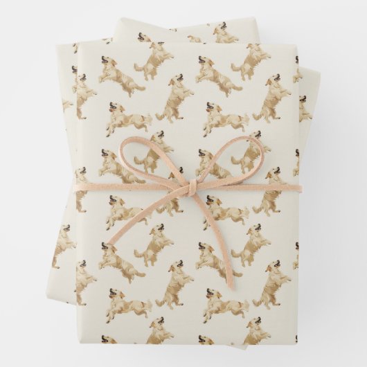 Goldenes Retriever-Umschlagpapier Geschenkpapier Set (Beispiel)