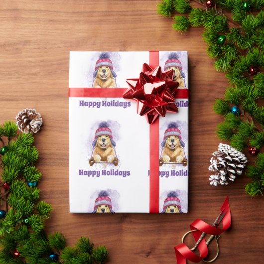 Goldenes Retriever-Urlaubspapier Geschenkpapier (Feiertagsgeschenk)