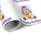 Goldenes Retriever-Urlaubspapier Geschenkpapier (Rolleneckpunkt)