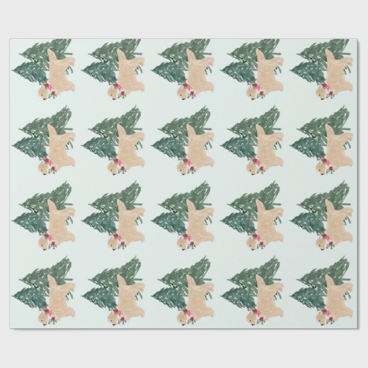 Goldenes Retriever-Weihnachtswrapping Geschenkpapier (Flach)