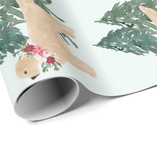 Goldenes Retriever-Weihnachtswrapping Geschenkpapier (Rolleneckpunkt)