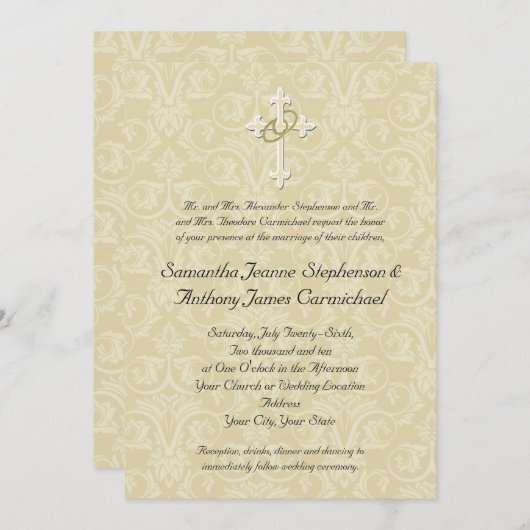Goldenes Rings Cross, Christliche Hochzeitseinladu Einladung (Vorne/Hinten)
