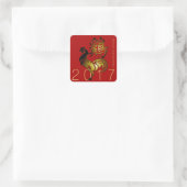 Goldenes Rooster Chinesisches Ideogramm Zodiac Bir Quadratischer Aufkleber (Tasche)