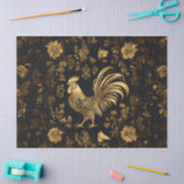 Goldenes Rooster im Blumengarten Seidenpapier (Basteln)
