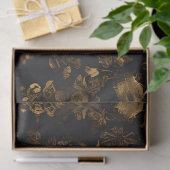 Goldenes Rooster im Blumengarten Seidenpapier (Geschenk)