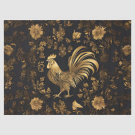 Goldenes Rooster im Blumengarten Seidenpapier