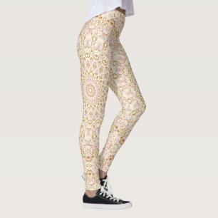 Goldenes rosa abstraktes Mandala-Muster Leggings