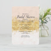 Goldenes Rosa Aquarellfarben Einladung (Stehend Vorderseite)