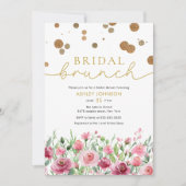 Goldenes Rosa Blumengestein Brautparty Einladung (Vorderseite)