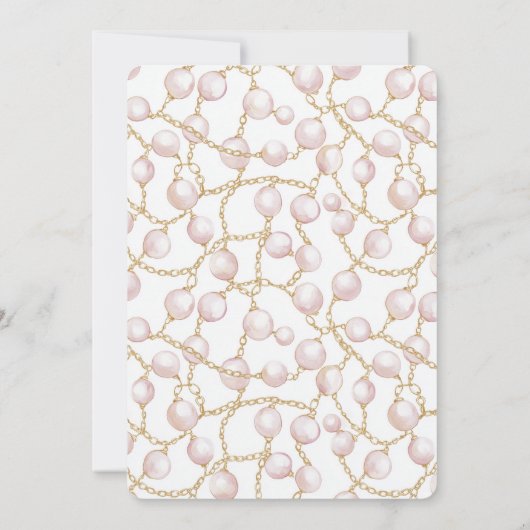 Goldenes Rosa Glam Pearls Brautparty Einladung (Rückseite)