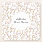 Goldenes Rosa Glam Pearls Brautparty Rechteckiger Pappuntersetzer (Vorderseite)