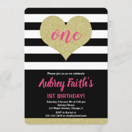 Goldenes rosa Herzvalentin Einladung