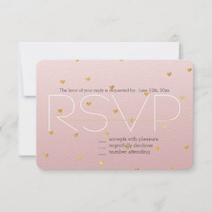 Goldenes Rosa Ombre Hearts UAWG RSVP Karte