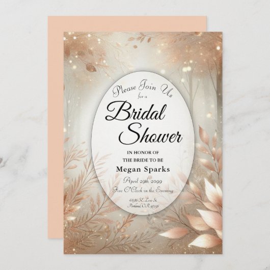 Goldenes Rosewood Bezauberndes Brautparty Einladung (Vorne/Hinten)