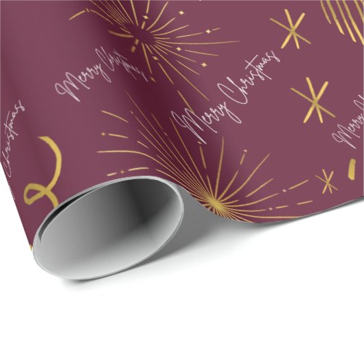 Goldenes Rost und weinrotes Weihnachtswackelpapier Geschenkpapier (Rolleneckpunkt)