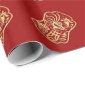 Goldenes Roster Jahr 2017 Rotes W-Papier Geschenkpapier (Rolleneckpunkt)